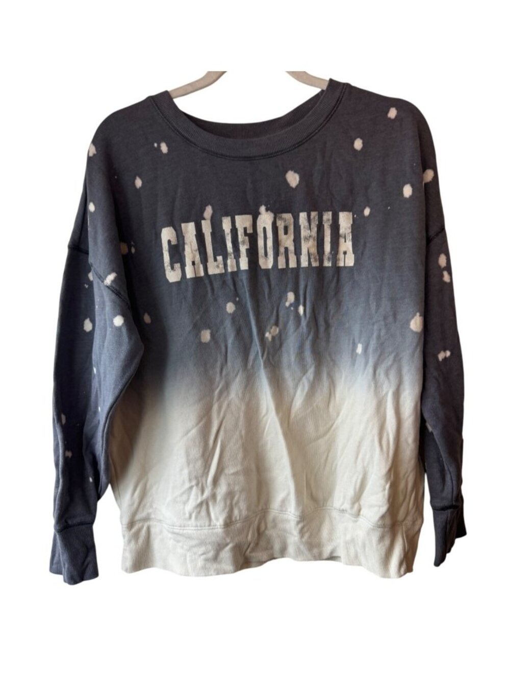 California Sweatshirt By Maunces Size large dip dye long sleeve gray white READ